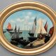 J Faure: Oil on canvas depicting a lively port of sailing boats.