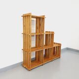 Bookcase vintage pine staircase shelf from the 80s in the style of Maison Regain