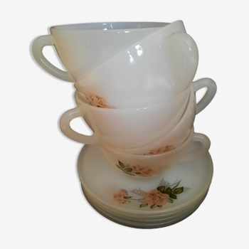 Service a café Arcopal vintage motif rose pastel