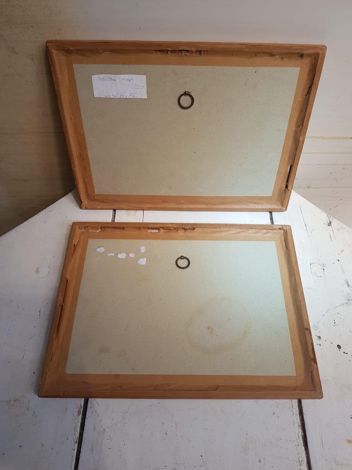 Pair old medical board the human body + vintage wood frame
