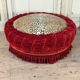 Large velvet pouf with trimmings, around 1880