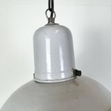 Industrial Grey Enamel Factory Pendant Lamp, 1960s