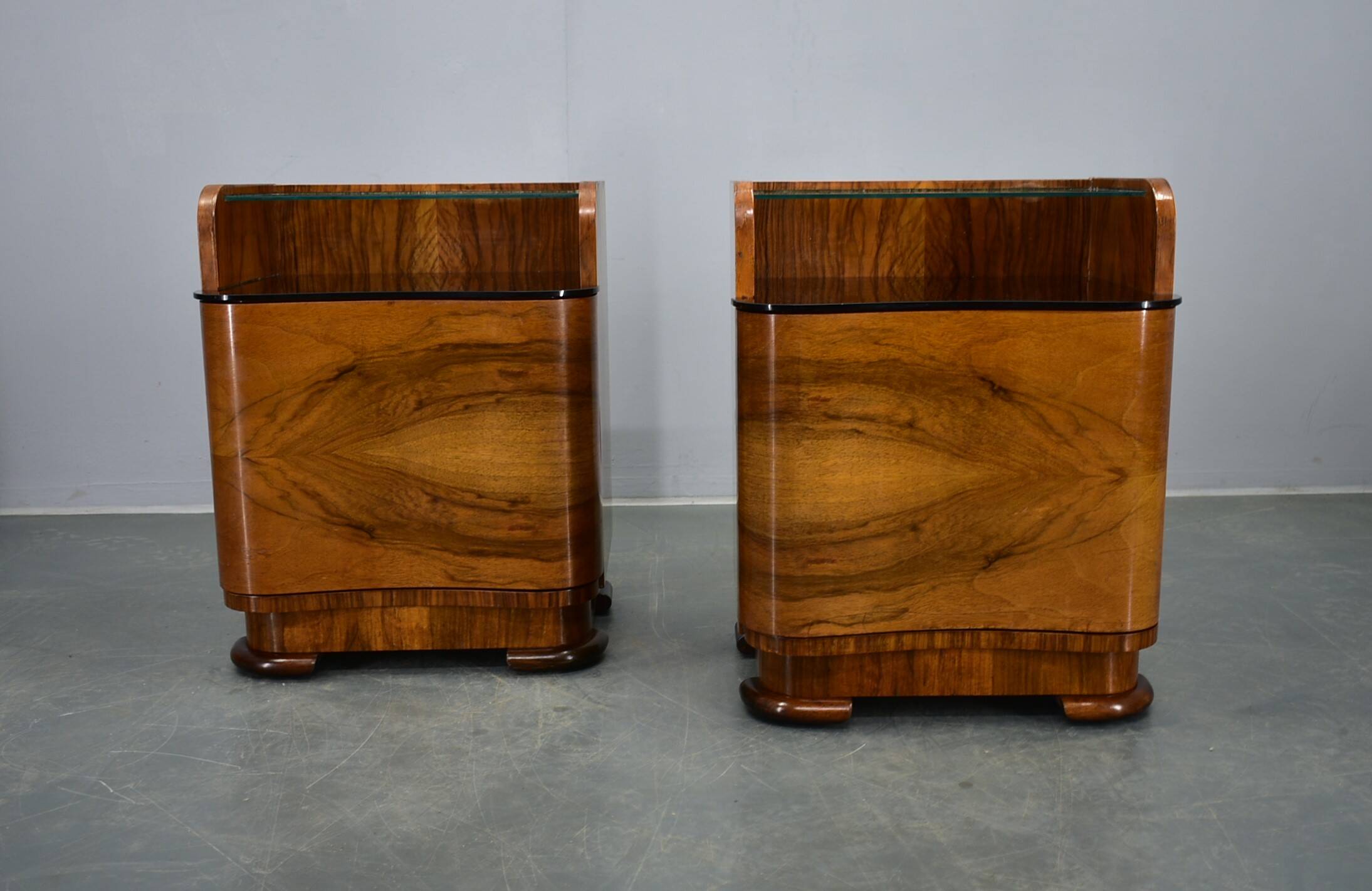 1940s pair of Art Deco bedside tables, Czechoslovakia