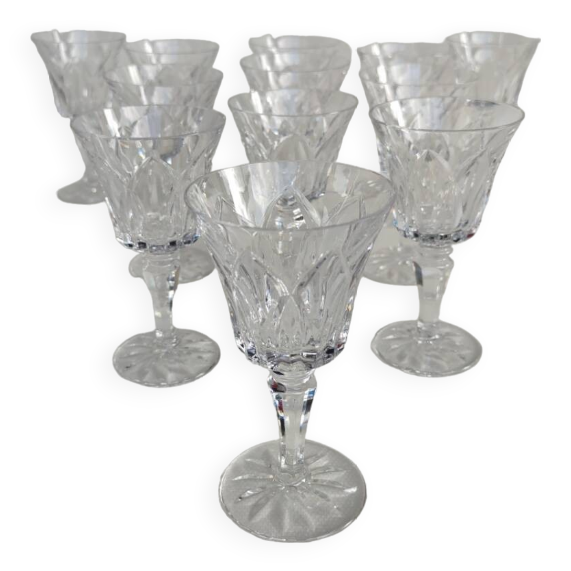 12 Saint Louis crystal glasses, Camargue model, circa 1970.
