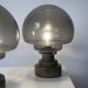 Set of 2 vintage Italian brutalist mushroom table lamps in smoked glass