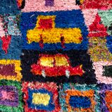 Handmade Moroccan boucherouite carpet 125x210 cm