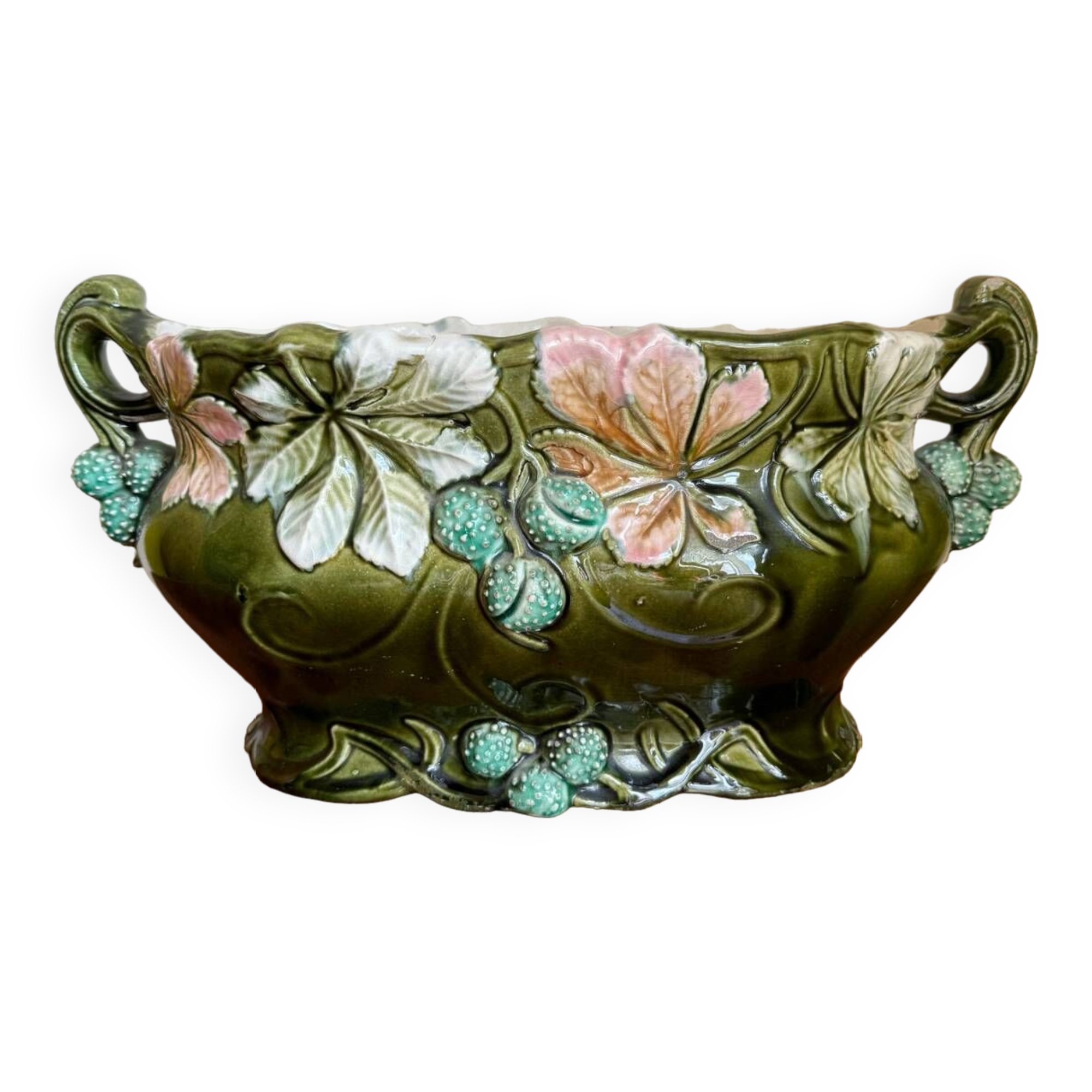 Old Art Nouveau majolica planter