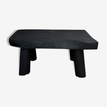 Art brut table in burnt wood finish shou-sugi-ban