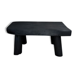 Art brut table in burnt wood finish shou-sugi-ban