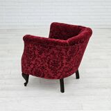 1950s, Danish vintage chair, red cotton/wool fabric, beech wood.