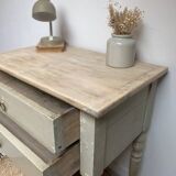 Antique side table – weathered wood & raw waxed top