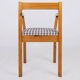 Pair of pine chairs with gingham fabric, France, 1980.
