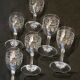 6 old glasses with engraved baccarat crystal wine stems