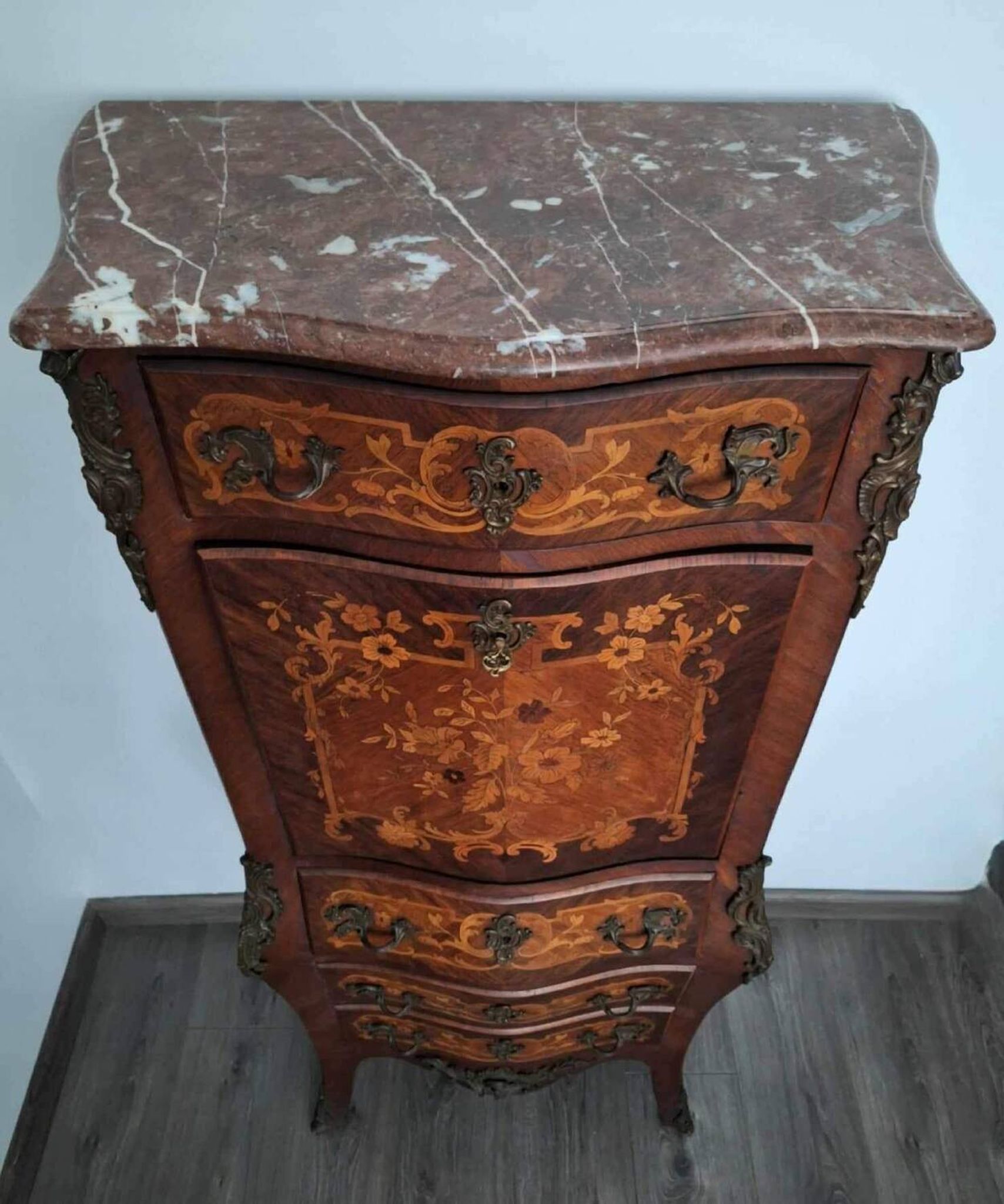 Antique secretary with marble top, late 19th century office furniture