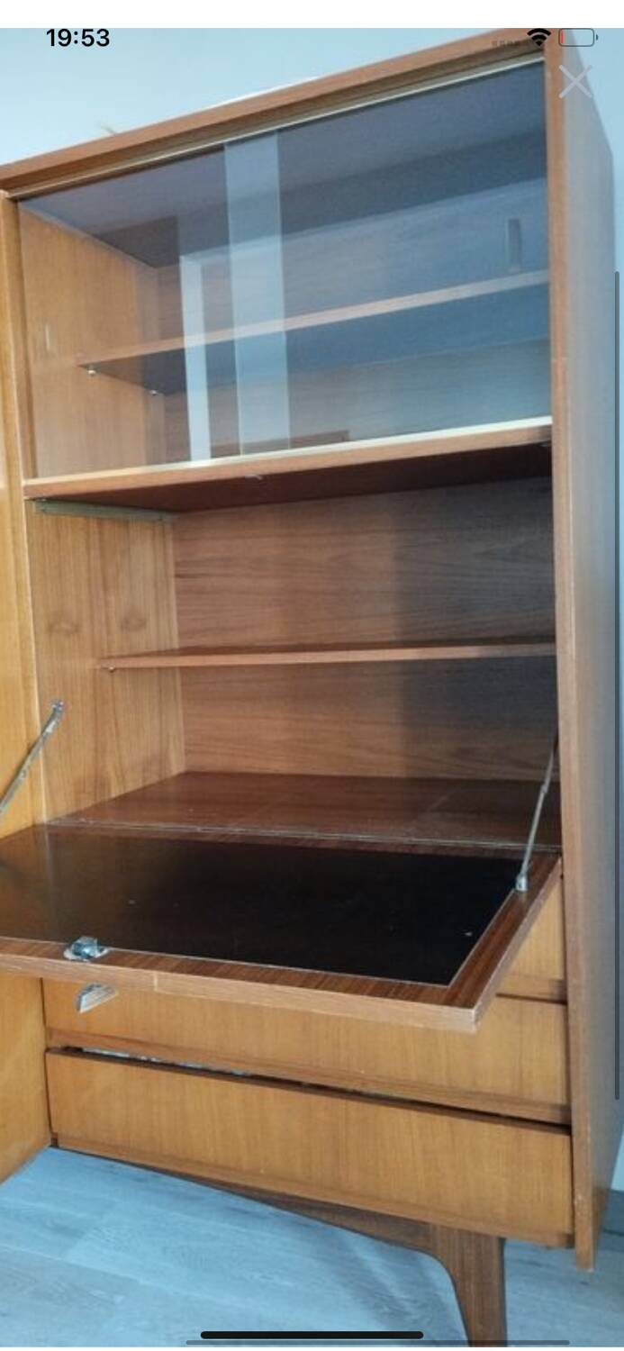 Armoire vintage scandinave en teck, secrétaire vintage en teck