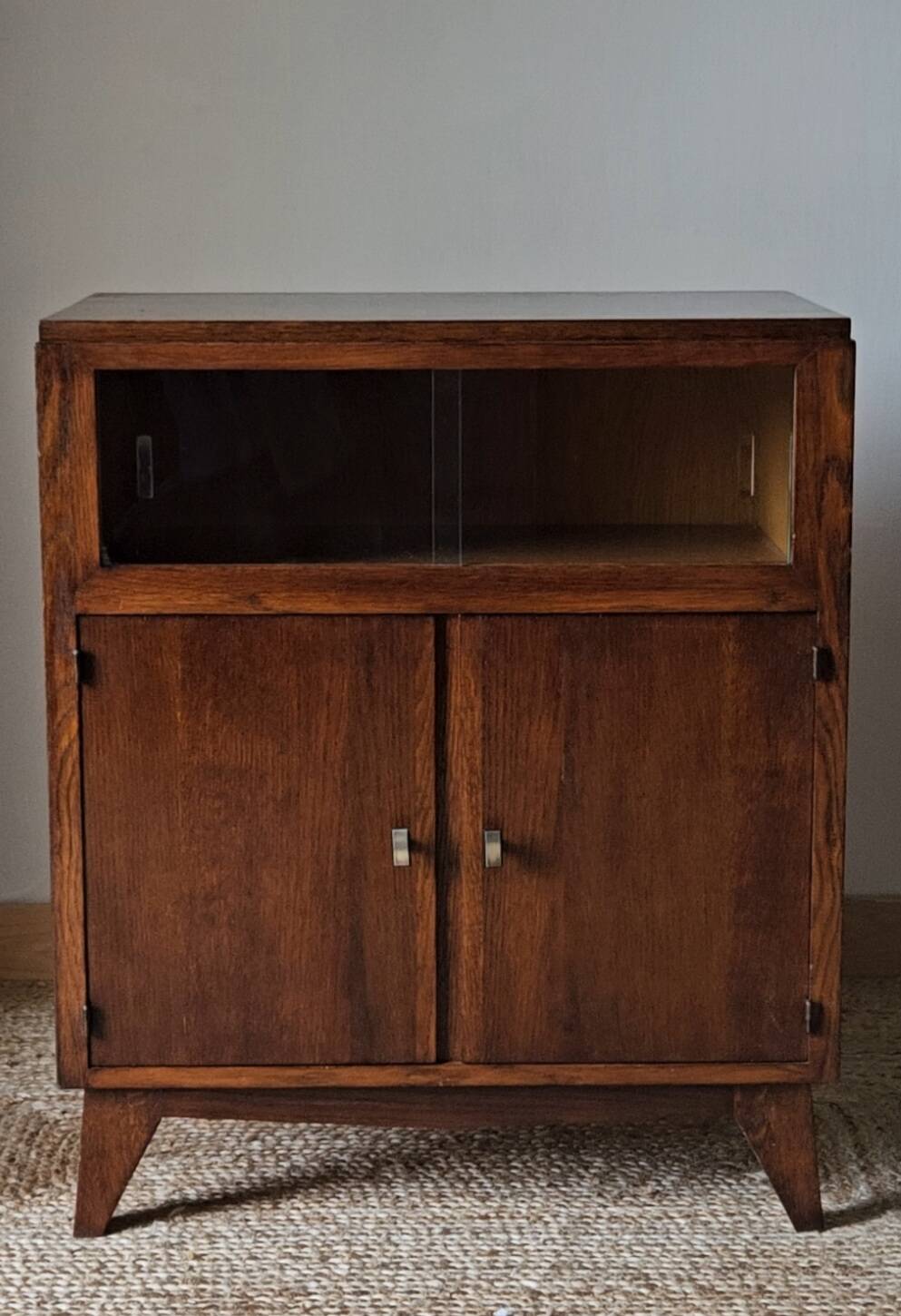 Low cabinet with compass feet, vintage oak
