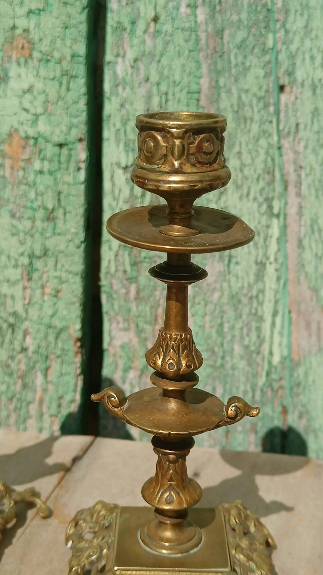 Pair of antique brass candlesticks – Napoleon III style