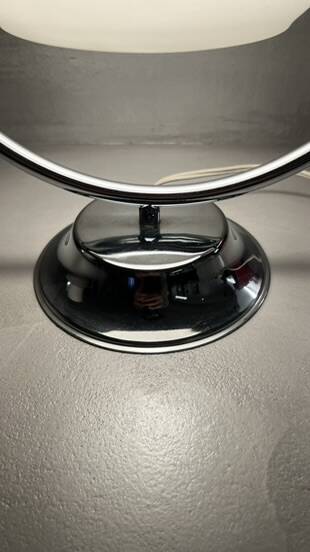 Glass and metal designer lamp