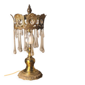 Lampe en bronze et laiton à pampilles en verre, 1960-70