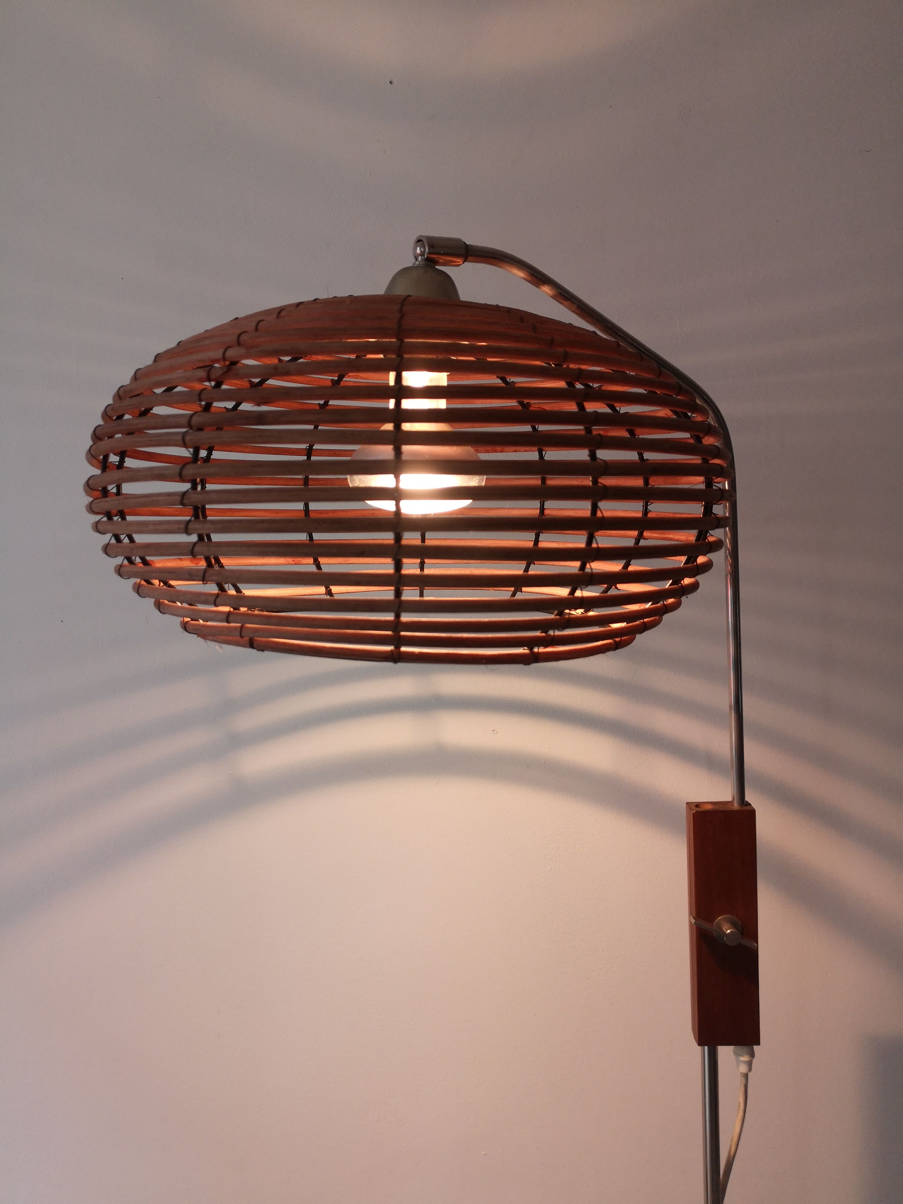 Scandinavian bamboo floor lamp, design 50s