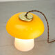 Mid-century yellow glass and brass mushroom table lamp