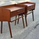 Tables de chevet danoises en teck avec étagères à cordes, 1967, lot de 2