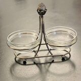 1 old aperitif server in metal and glass