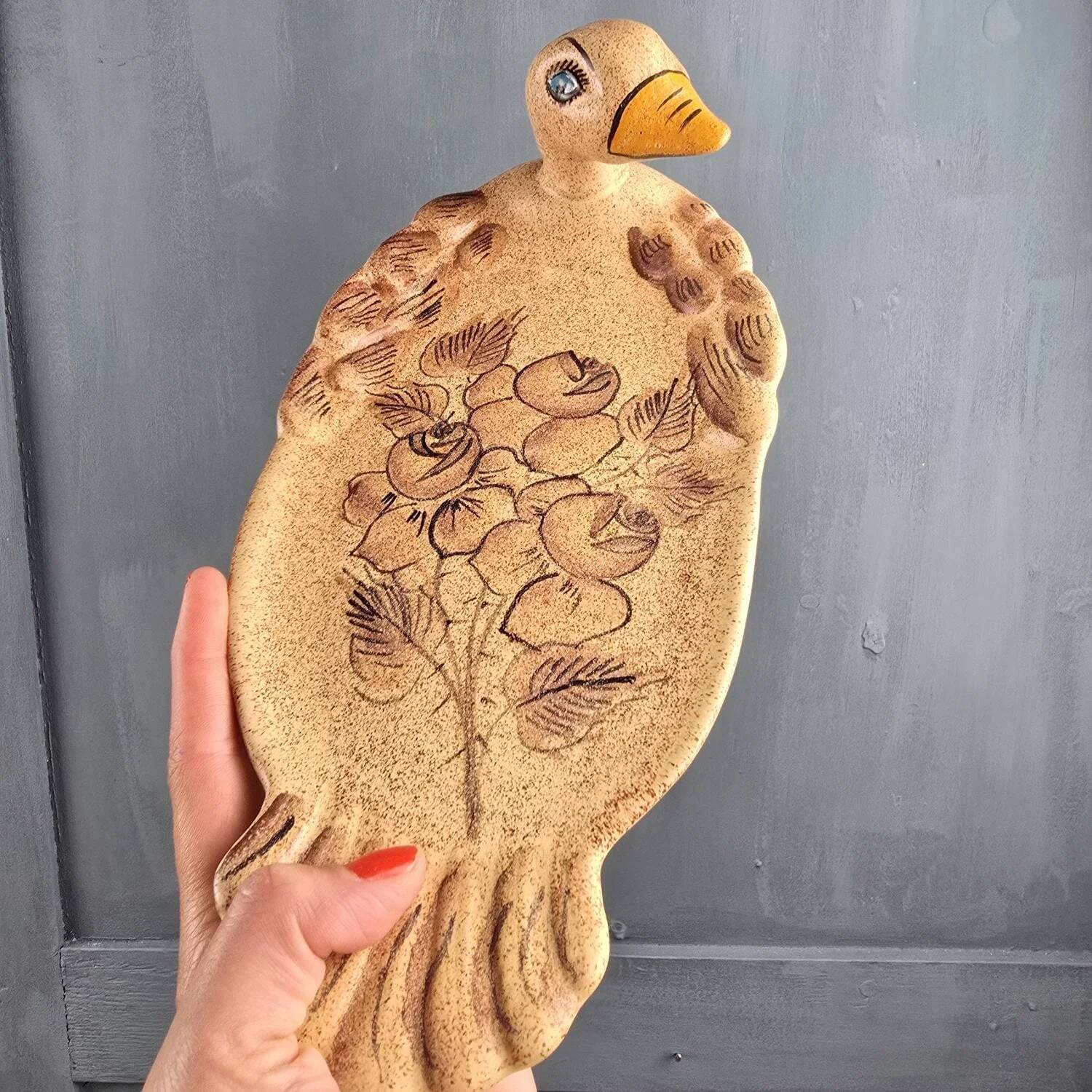 Ceramic foie gras dish from Vallauris – engraved floral decoration