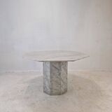 Table de jardin ou de salle à manger octogonale en marbre de carrare, italie, 1960s