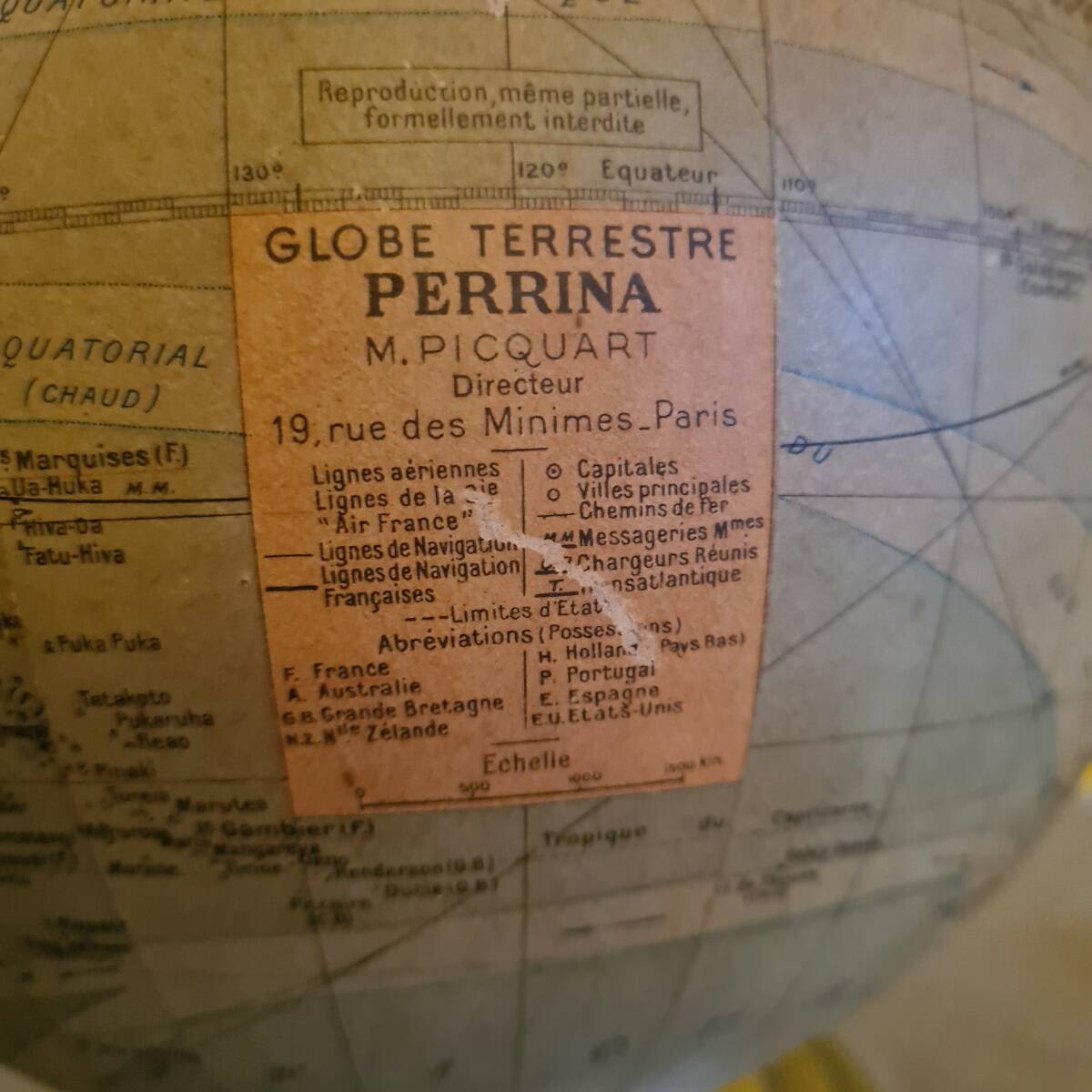 Art Deco French Globe M. Picquart, Circa 1930