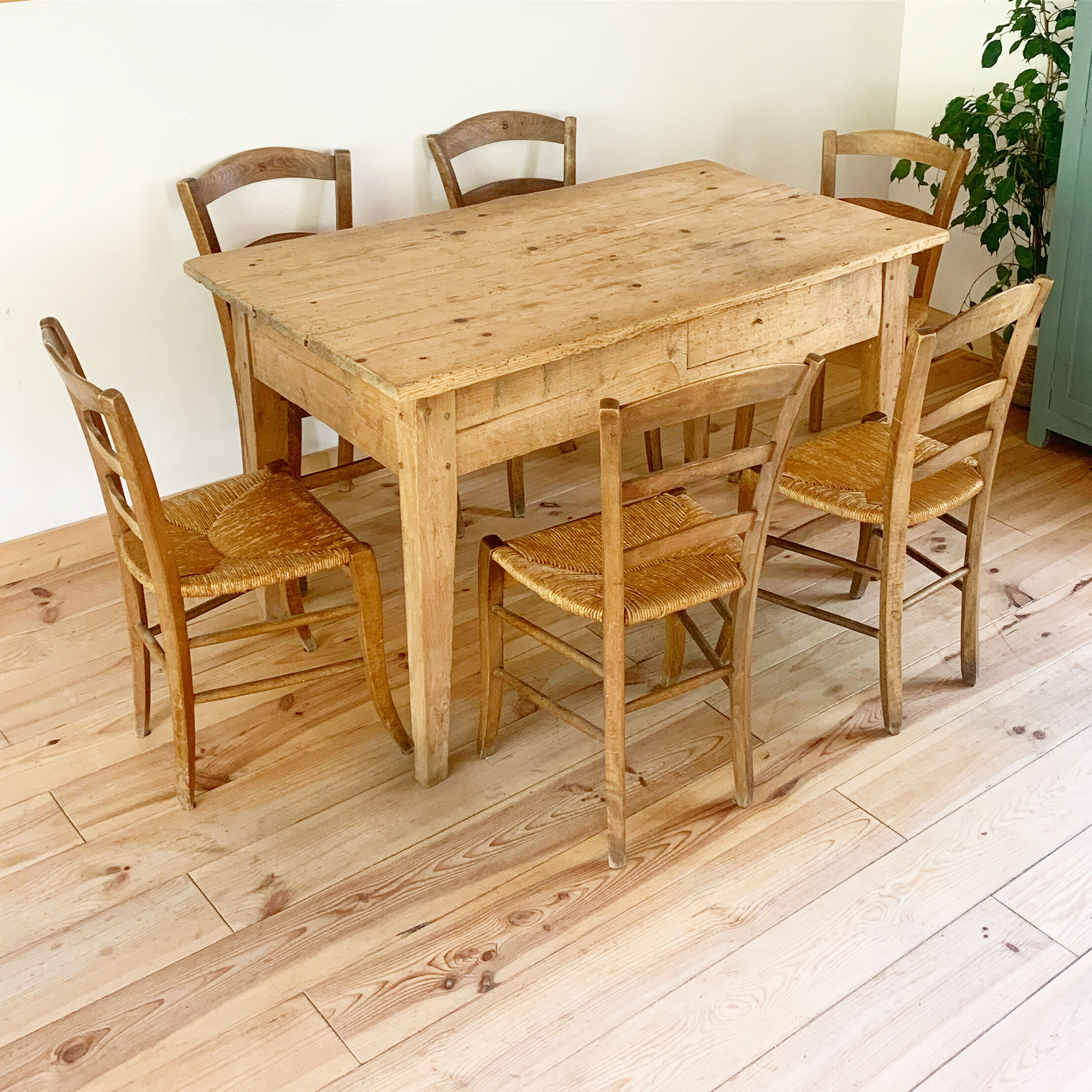 Lot de 6 chaises de ferme vintage