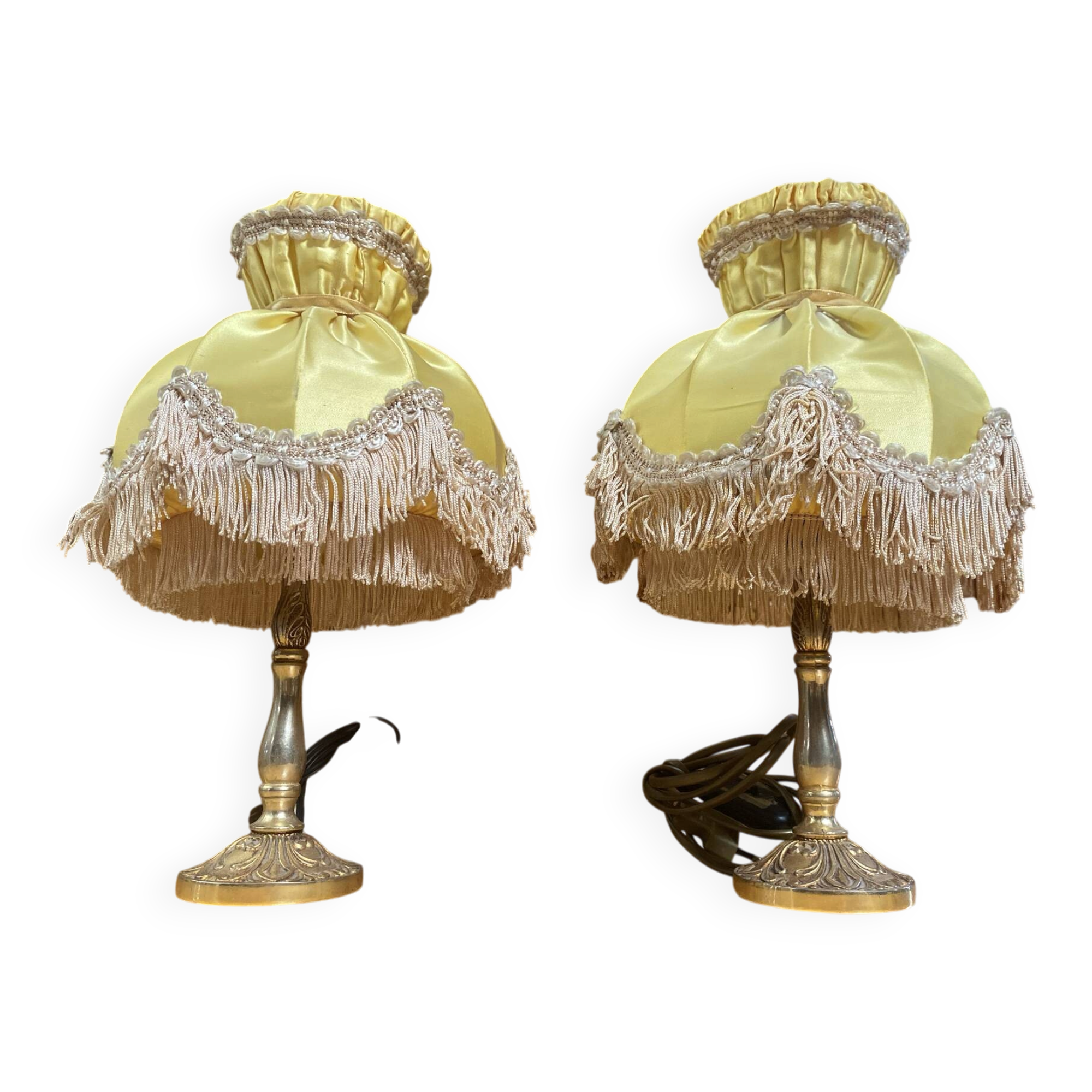 Pair of antique bedside lamps artistic creations ca gilded bronze fr