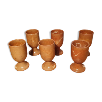 Set of 6 sandstone foot glasses