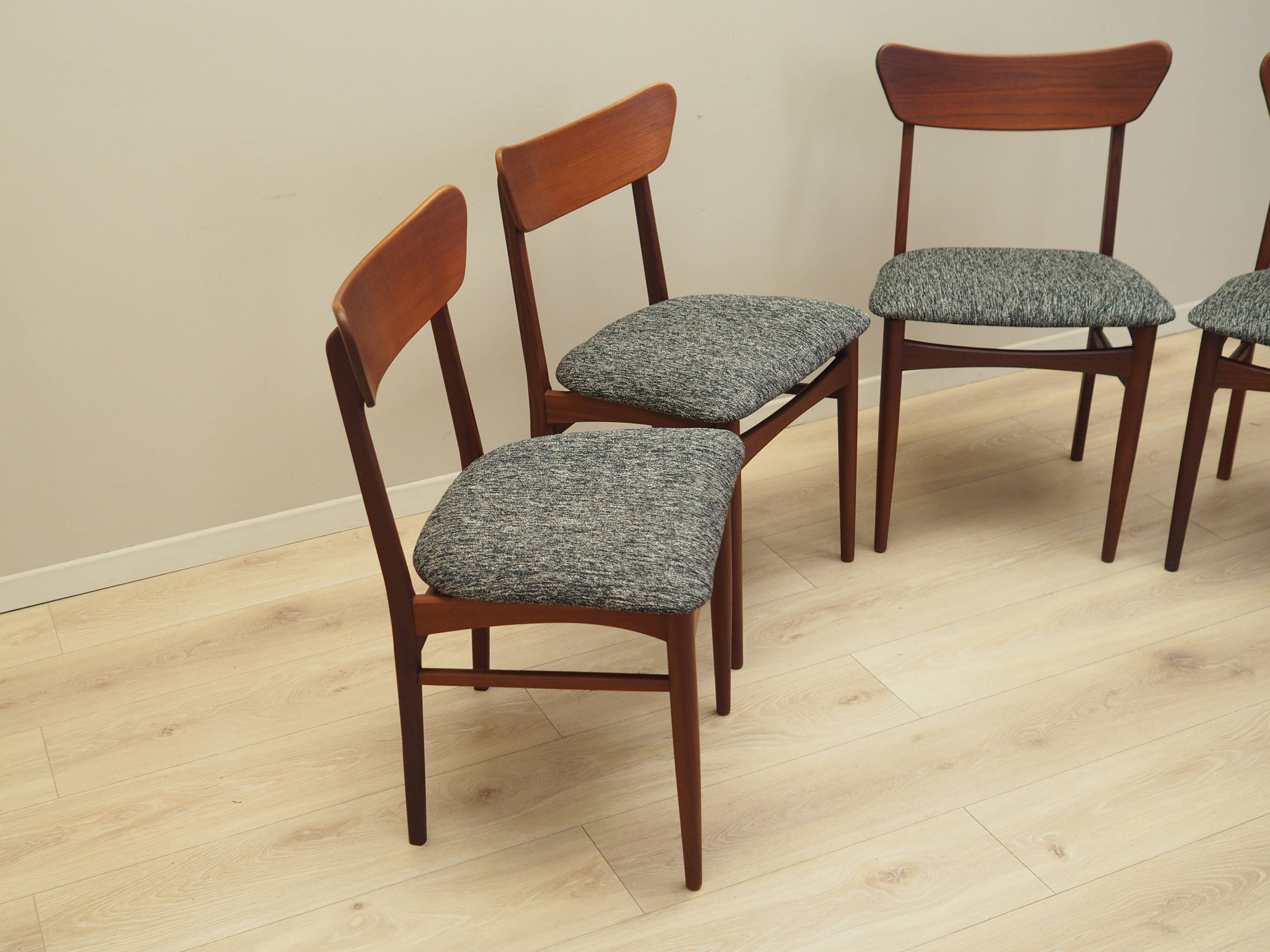 Set of four teak chairs, Danish design, 1970s, production: Denmark