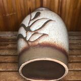 Old beige brown ceramic vase decor flowers w. germany vintage #a633