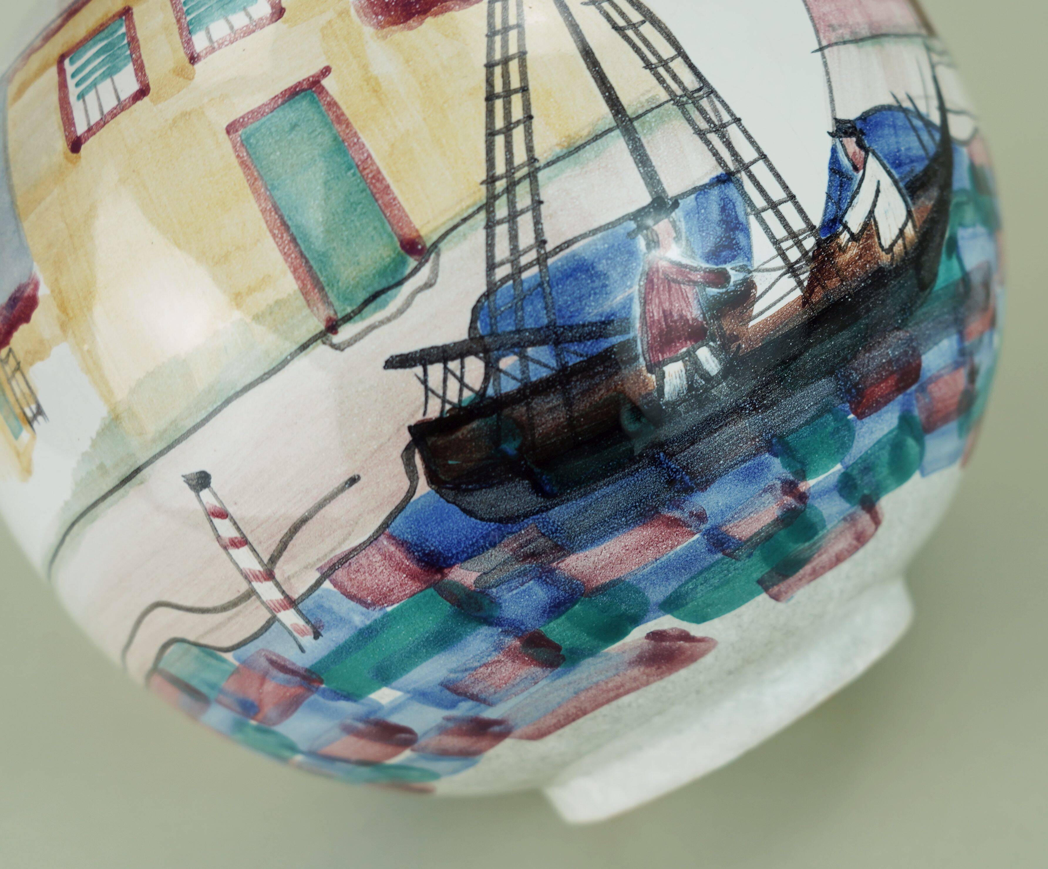very beautiful mid century VASE by jawe hand-painted decor 'capri' 1950s