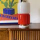 Space Age Red and white glass cylindrical table lamp, Italy 1970s