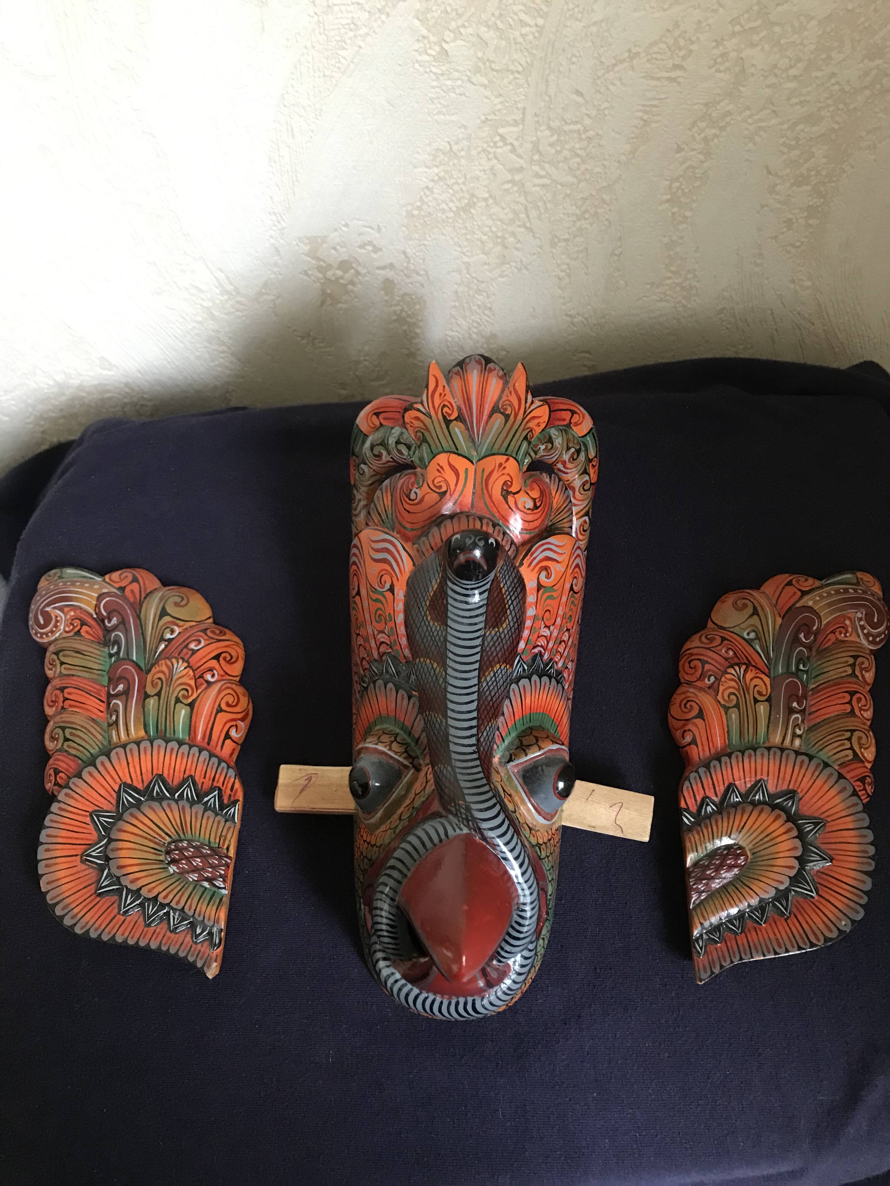 Wooden triptych mask