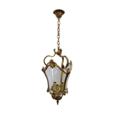 Antique lantern chandelier in bronze and domed glass