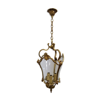 Antique lantern chandelier in bronze and domed glass