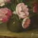 Pink Flowers Still Life Colorful Painting Signed 35x25cm