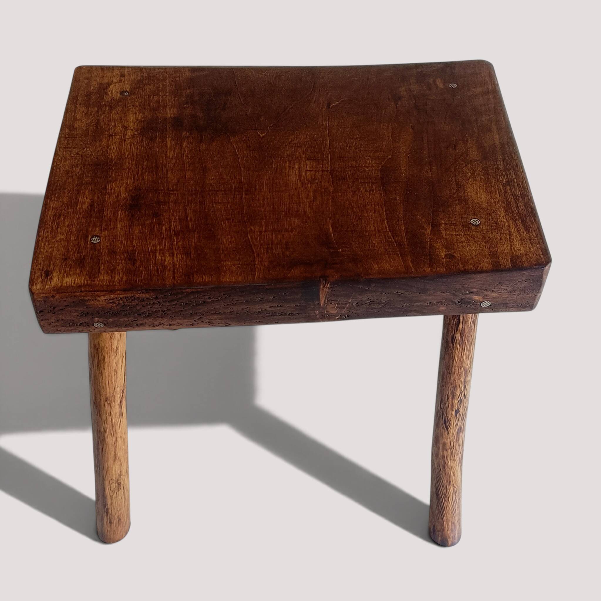 Rustic European Solid Wood Accent Side Table or Stool