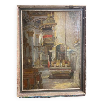 Church interior signed Stichaner