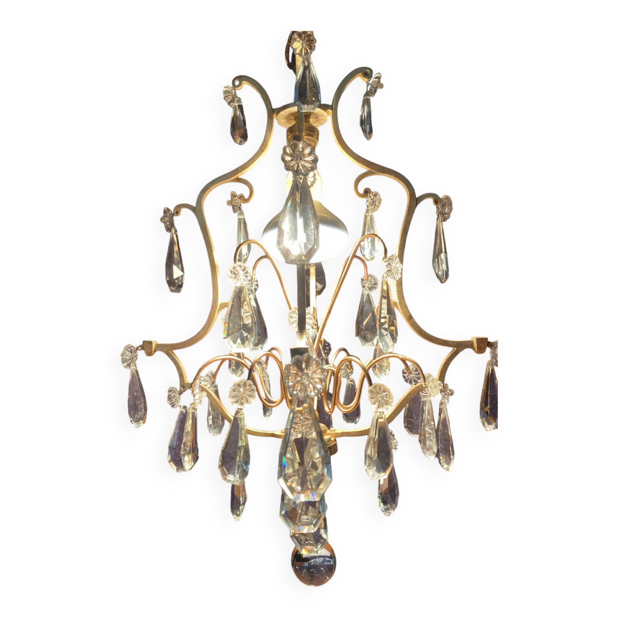 Chandelier with tassels and cage