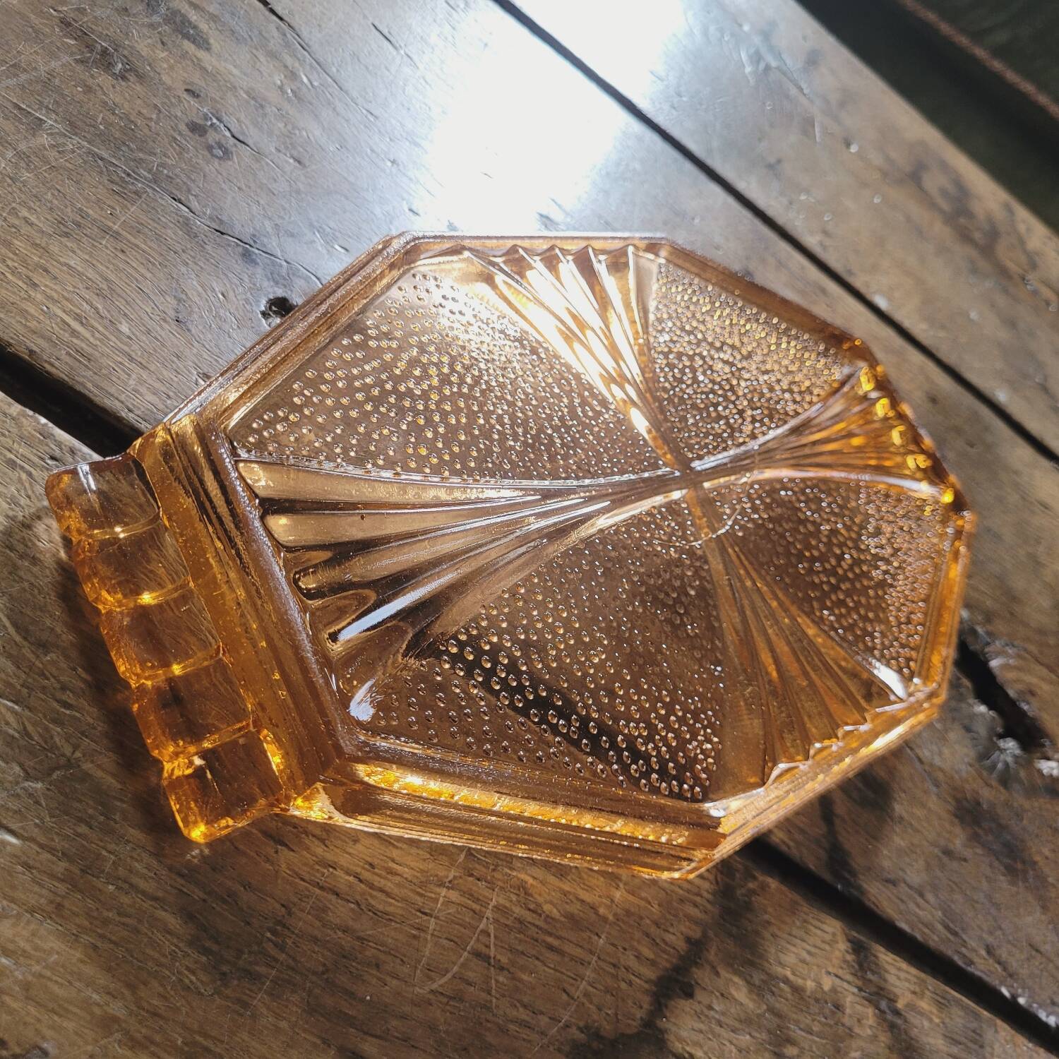 Art Deco amber glass tray