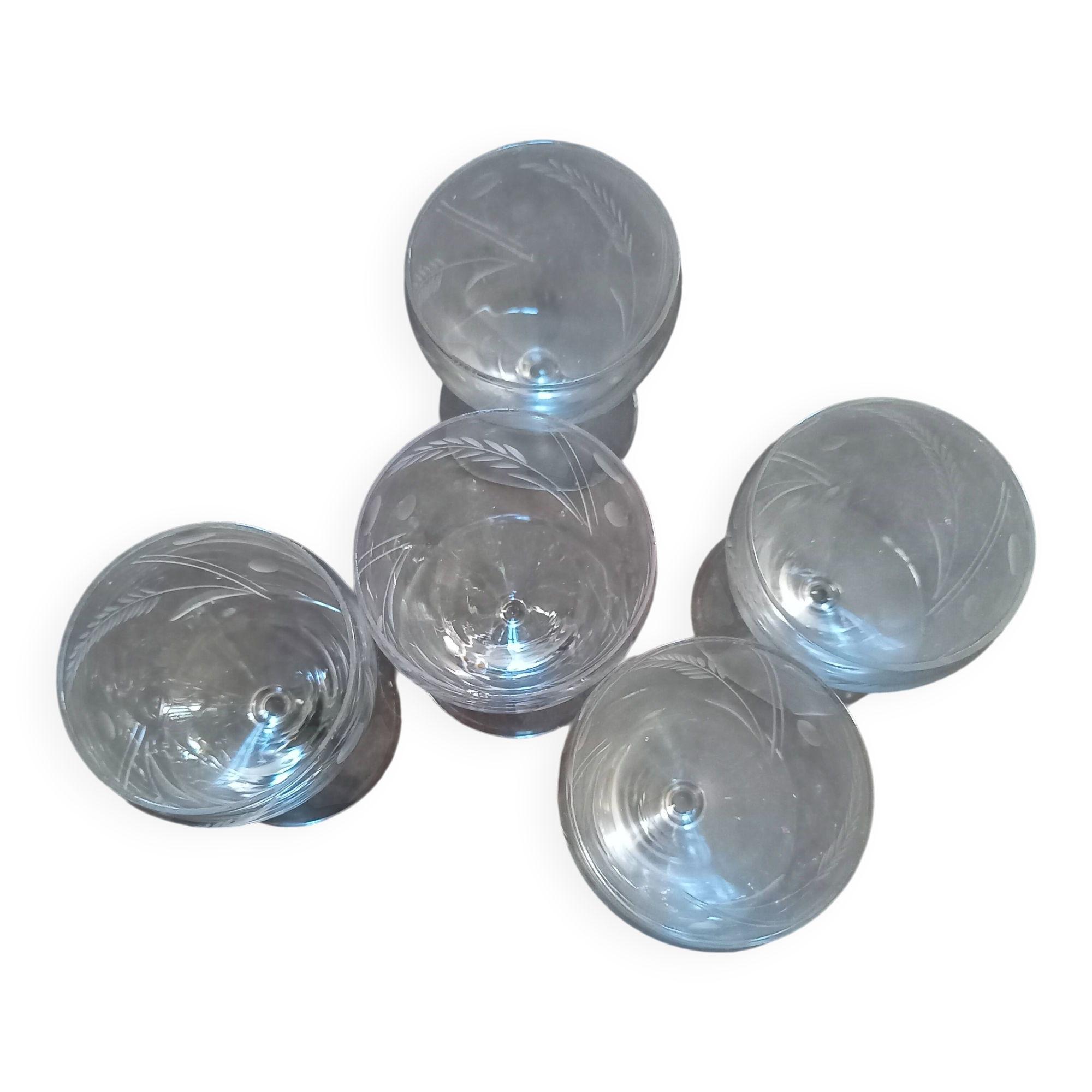 Vintage crystal engraved digestif glasses