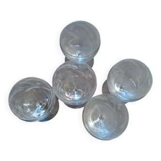 Vintage crystal engraved digestif glasses