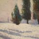 Peinture de paysage enneigé italien signée et datée de 1932.