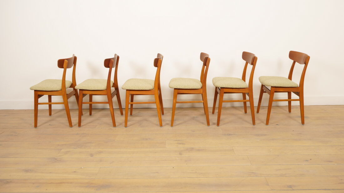 6 x dining chairs | Farstrup | Model 210 | Reupholstered | Green