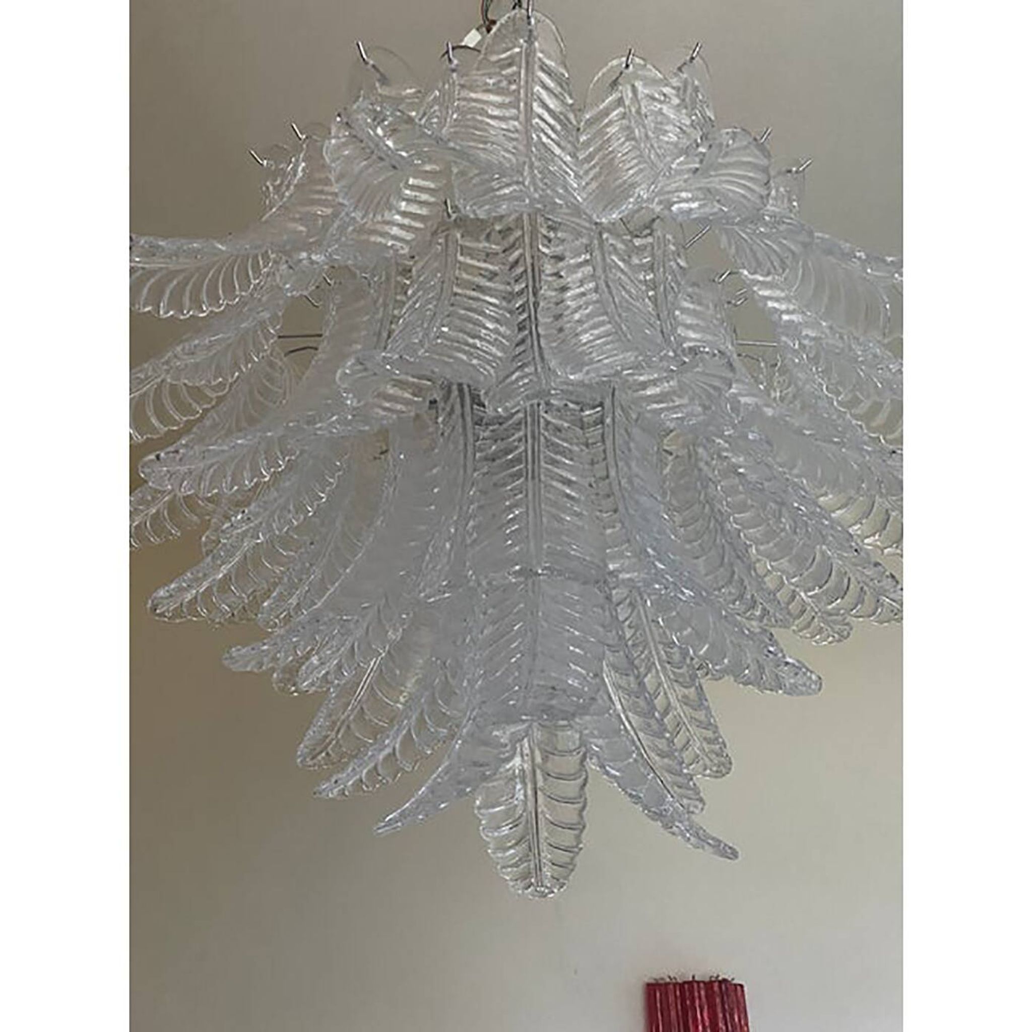Glass Chandelier "Felce" in Clear Color Italian